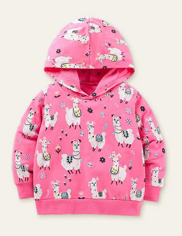 Alpaca Cartoon Printed Hoodie - Mini Taylor